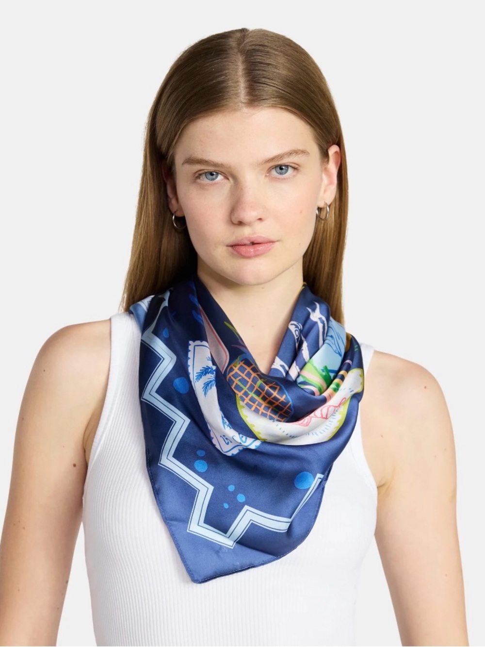 Nwt No Boundaries Navy Beach All over Print Scarf/ Bandana Top